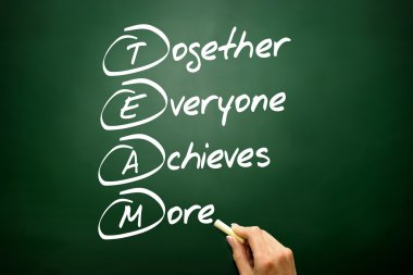 Busin elle çizilmiş birlikte herkes elde daha (takım) kısaltma,