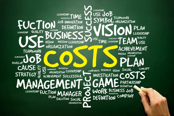 Nube de palabras dibujadas a mano de artículos relacionados con COSTS, concepto de negocio —  Fotos de Stock