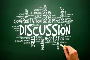 Tartışma iş kavramı kelime bulut, sunu arka plan