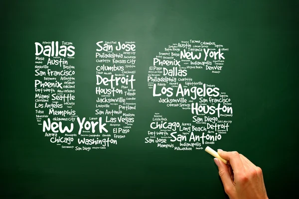 US letters with cities names words cloud, presentation backgroun — Stock Photo, Image