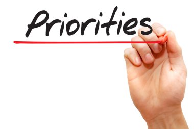 Öncelikleri, iş concep yazma el