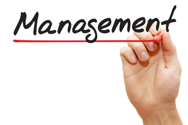 Hand skriva Management, business begreppsmässigt — Stockfoto