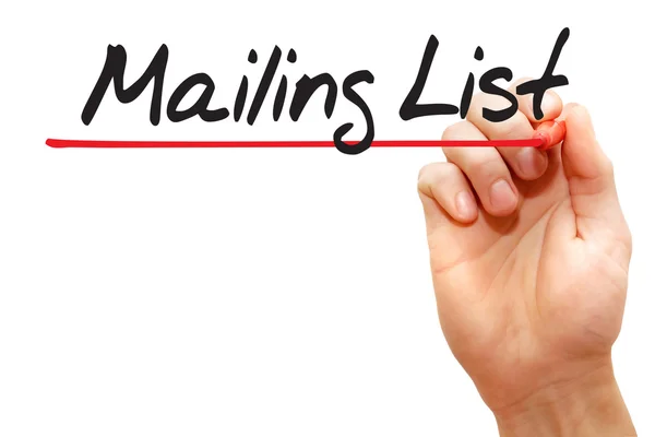 Mão escrita Mailing List, negócio conjecturar — Fotografia de Stock