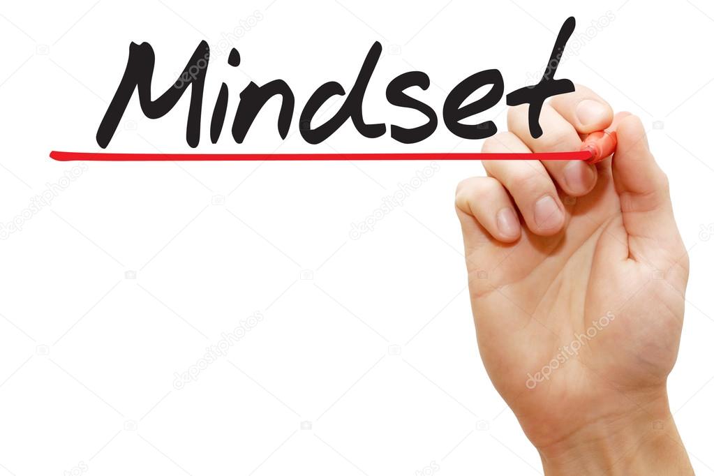 Hand writing Mindset, business concep