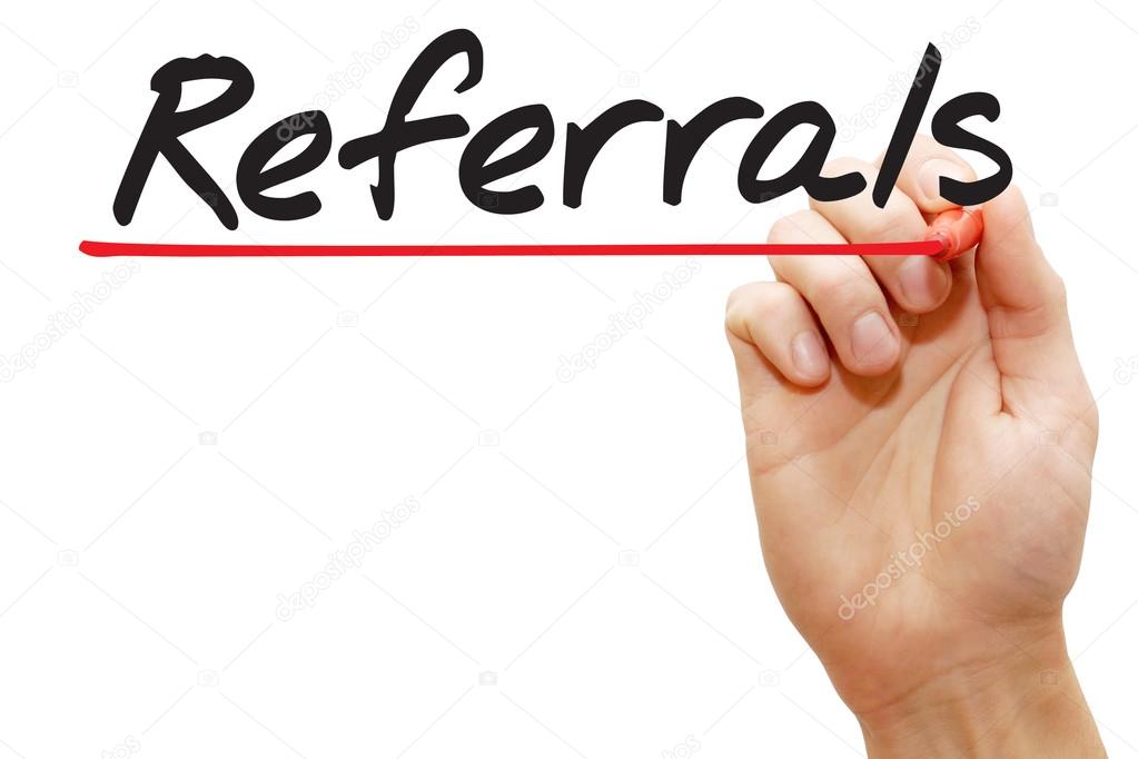 Hand writing Referrals, business concep