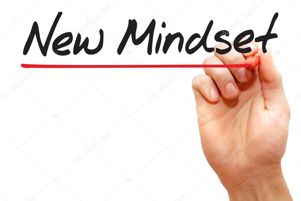 Hand writing New Mindset, business concep