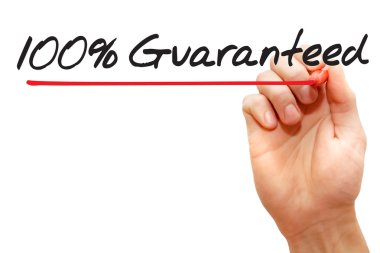 Hand writing 100 Percent Guaranteed, business concep clipart