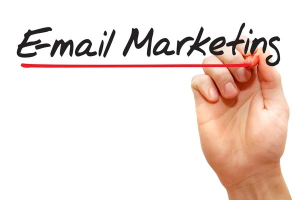 Ruční psaní E-mail Marketing, obchodní concep — Stock fotografie