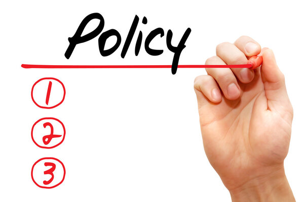 Hand writing Policy List, business concep