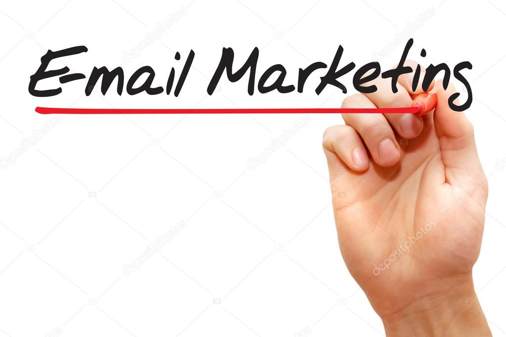 Hand writing E-mail Marketing, business concep