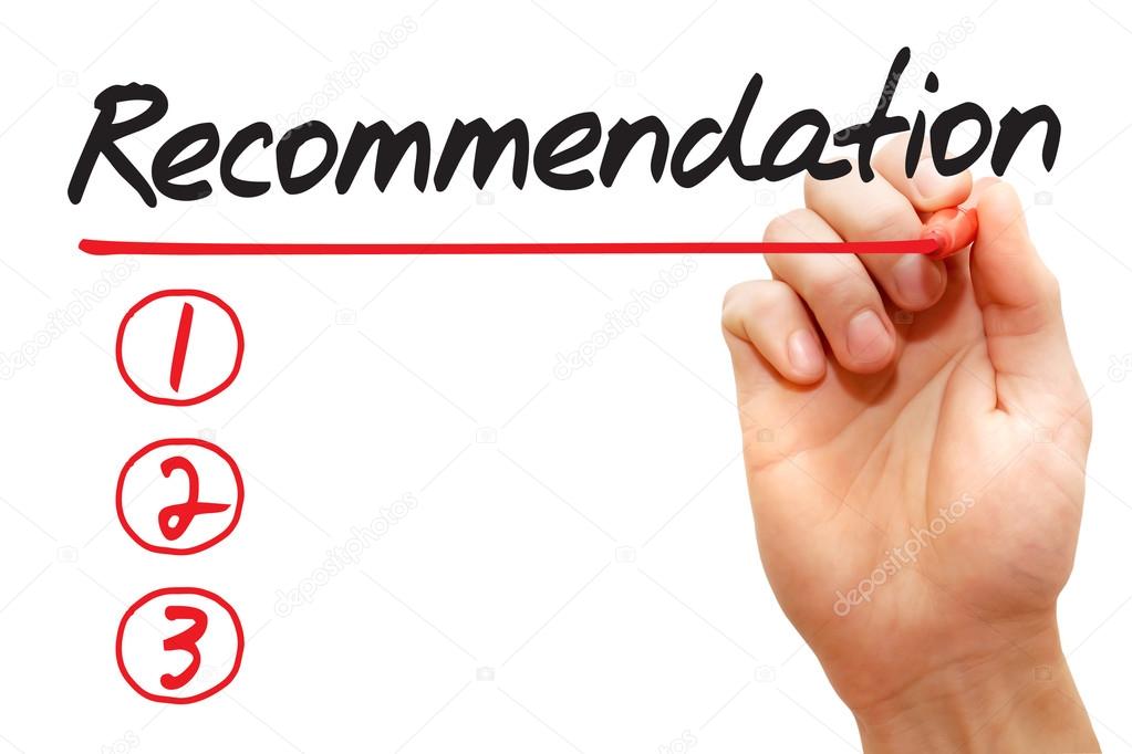 Hand writing Recommendation List, business concep