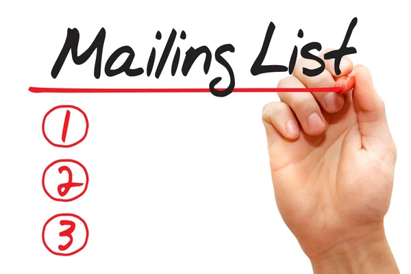 Mão escrita Mailing List, negócio conjecturar — Fotografia de Stock