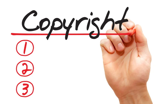 Hand writing Copyright List, business concep — Stock Photo, Image