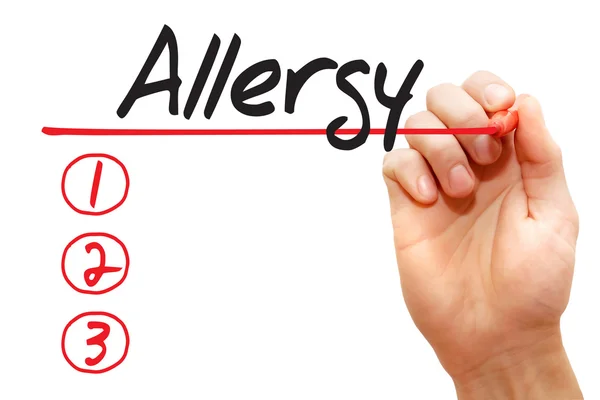 Scrittura a mano Allergia Lista concep — Foto Stock