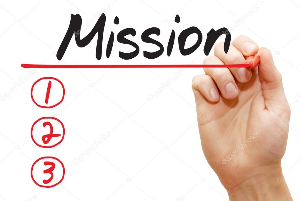 Hand writing Mission List, business concep