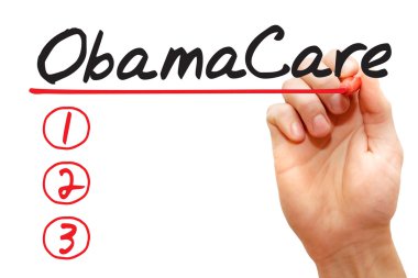 Obamacare liste, iş kavramı yazma el