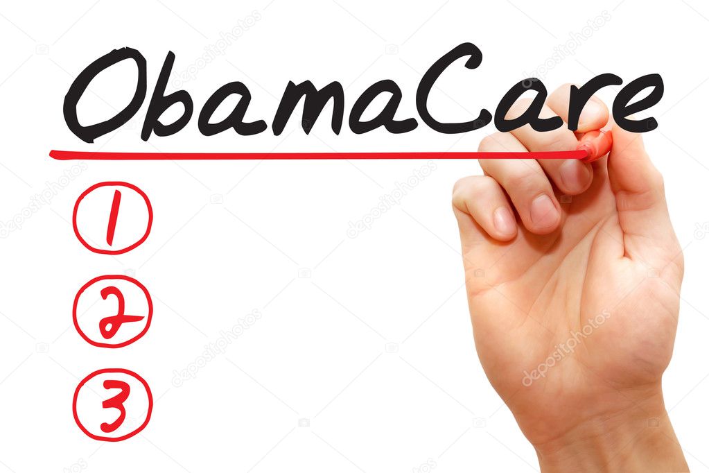 Hand writing Obamacare List, business concept