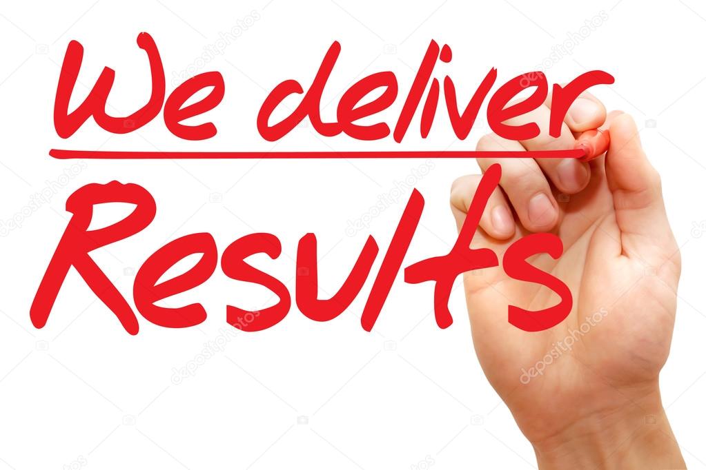 Hand writing We deliver Results, business concept