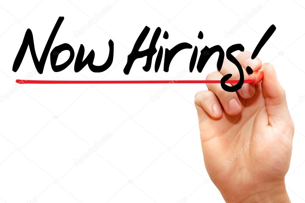 Hand writing Now Hiring, business concept