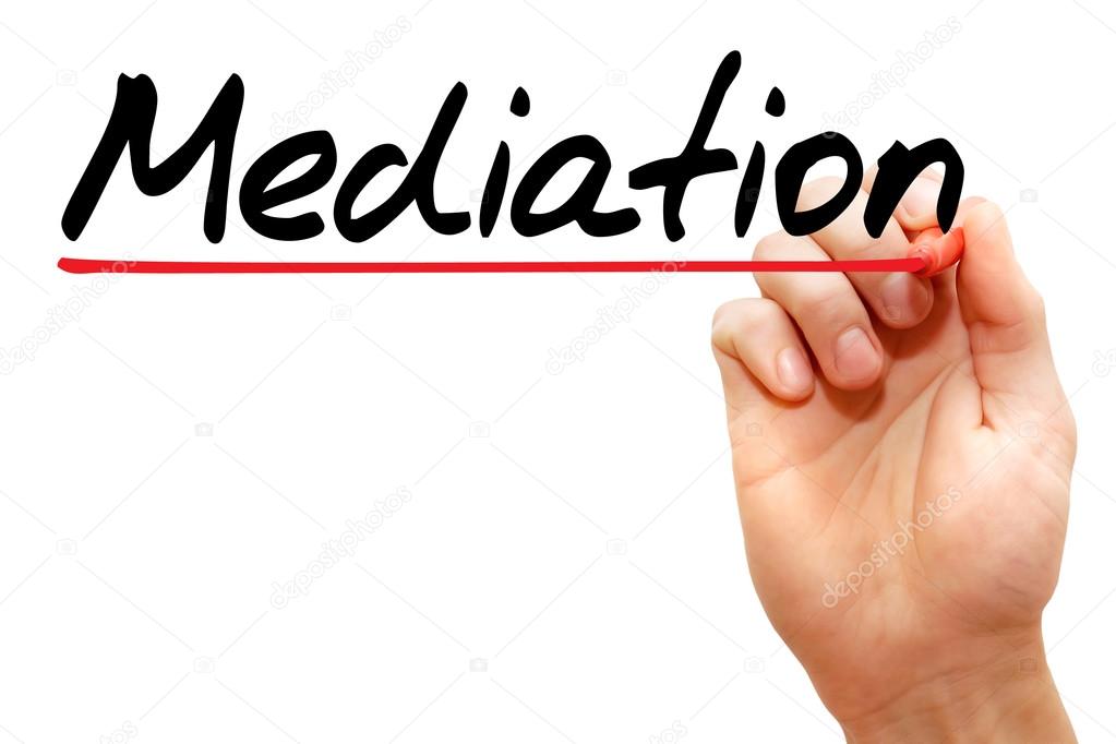 Hand writing Mediation, business concept