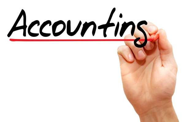 Hand schrijven Accounting, bedrijfsconcept — Stockfoto