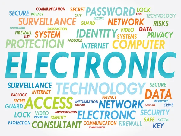 Elektronik kelime bulutu — Stok Vektör