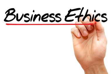 Hand writing Business Ethics, business concep clipart