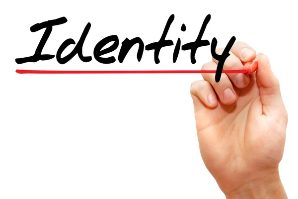 Hand writing Identity, business concep — Stock Photo, Image