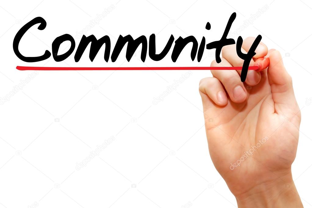 Hand writing Community, business concep