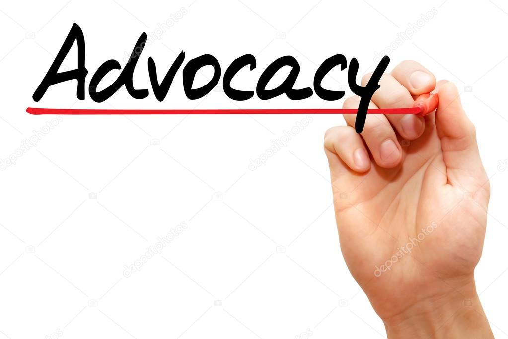 Hand writing Advocacy, business concep
