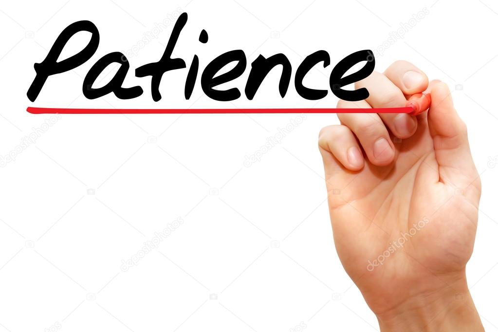 Hand writing Patience, concep