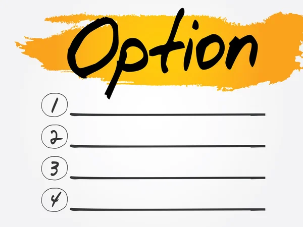 Option Blank List — Stock Vector