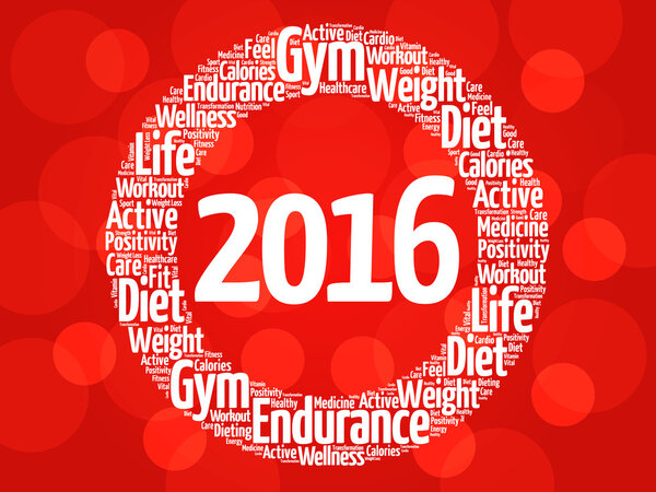 2016 circle word cloud, health concept