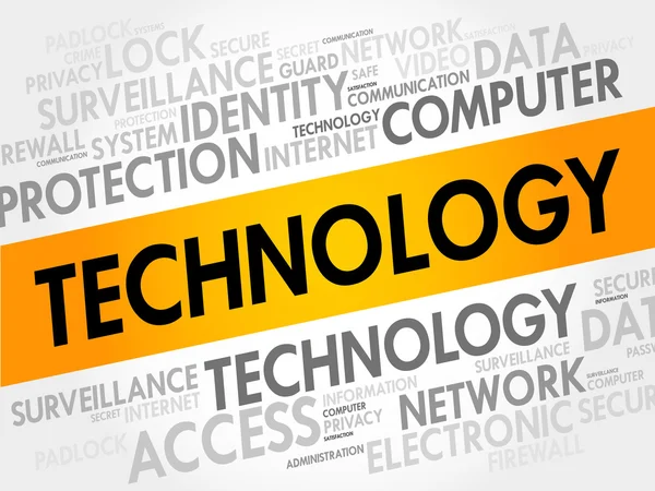 Tecnología palabra nube — Vector de stock