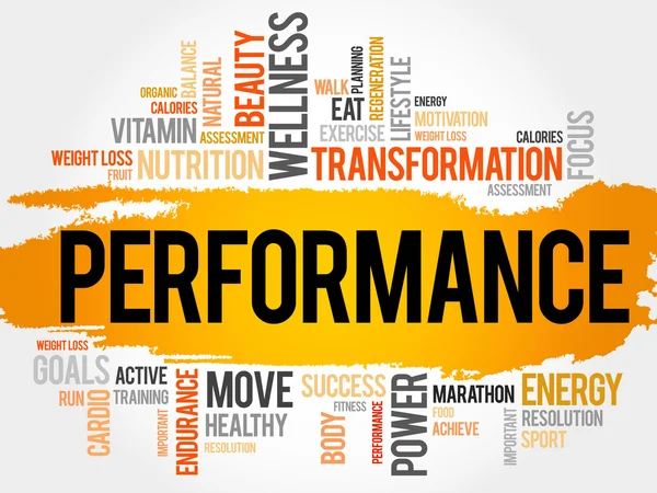 PERFORMANCE mot nuage, fitness, sport — Image vectorielle