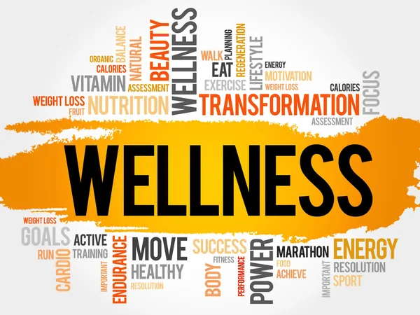 Wellness slovo mrak, fitness, sport — Stockový vektor