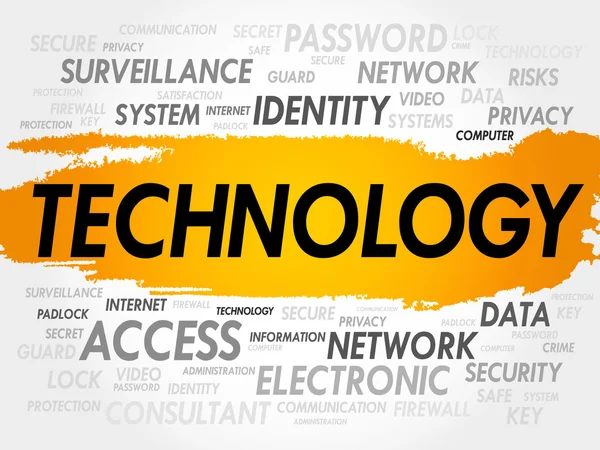 Tecnología palabra nube — Archivo Imágenes Vectoriales