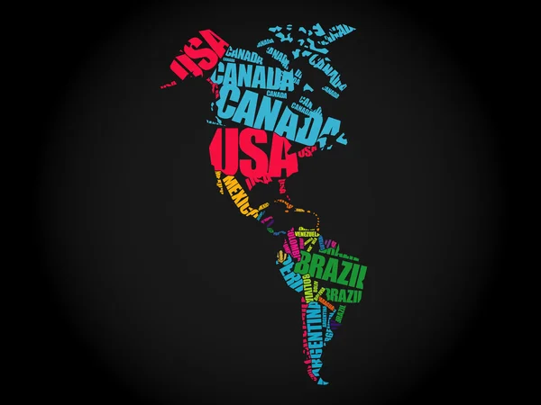 Mapa de América en tipografía — Vector de stock