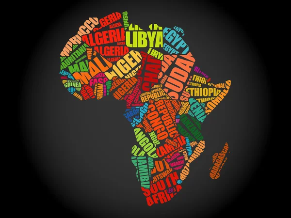 Afrikanische Länderkarte in Typografie — Stockvektor