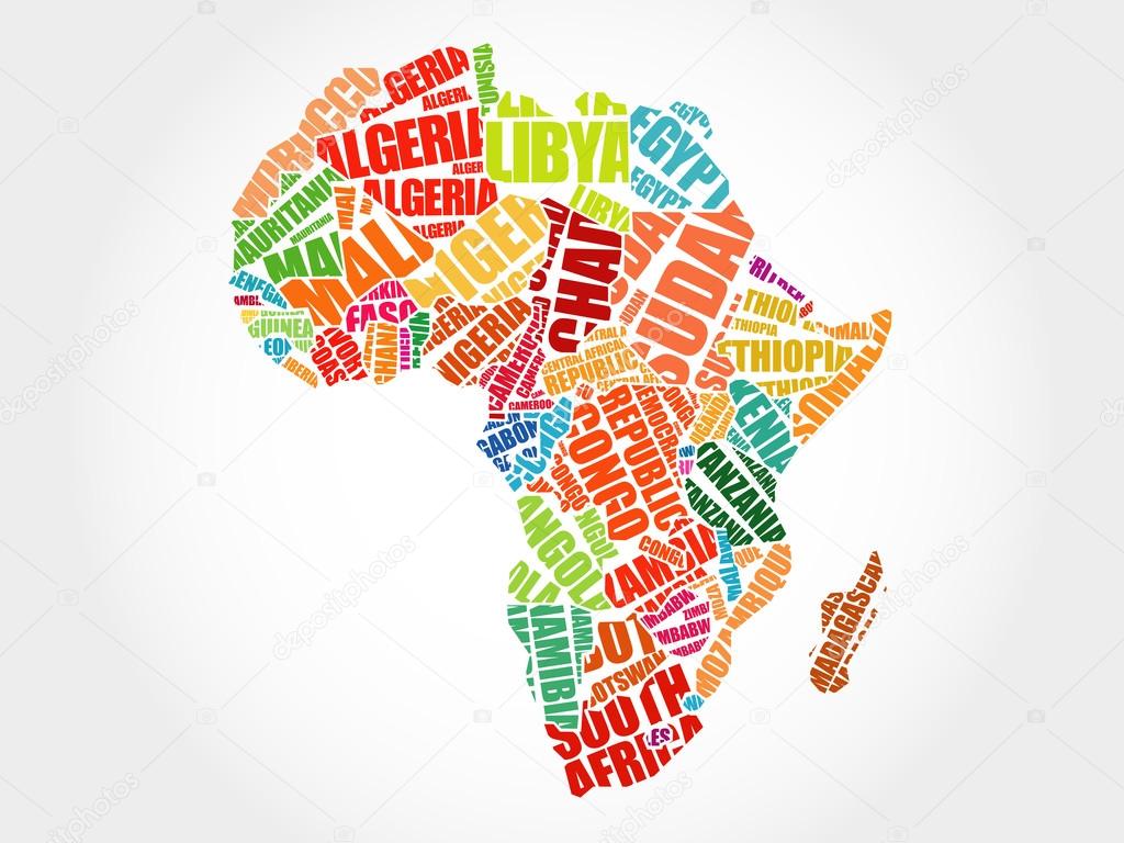 African countries Map in Typography