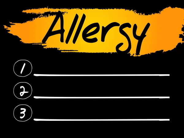 Allergy Blank List — Stock Vector