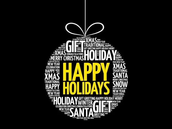 Happy Holidays jul boll word cloud — Stock vektor