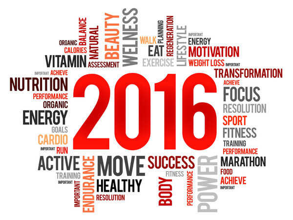 2016 health and sport goals word cloud