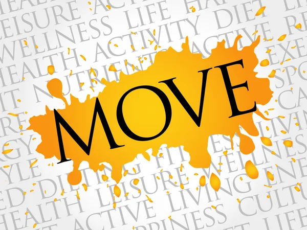 MOVE palabra nube, fitness, deporte — Vector de stock