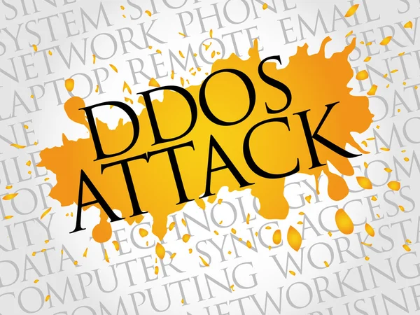 DDoS επίθεση λέξη σύννεφο — Διανυσματικό Αρχείο