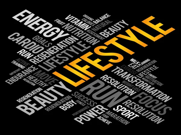 LIFESTYLE word cloud, fitness — Stock Vector