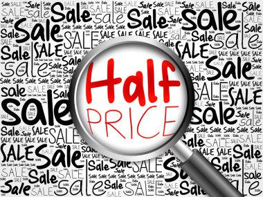 Yarı fiyat Satılık kelime bulutu