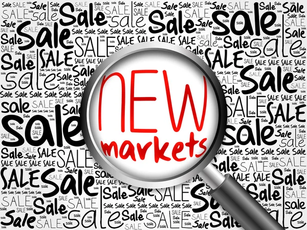 Nové trhy prodej slovo mrak — Stock fotografie