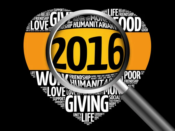 2016 Donate, гуманитарные слово облако — стоковое фото