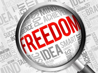 Büyüteç ile özgürlük kelime bulutu